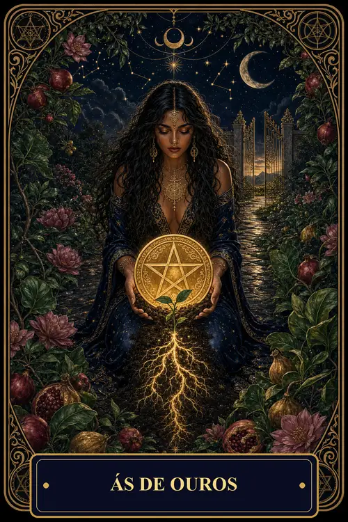 Ace of Pentacles card from the Bruxa's Deck