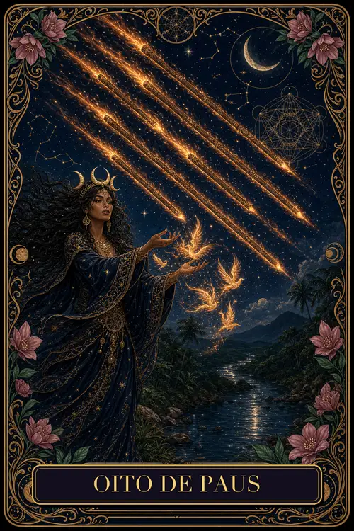 Eight of Wands card from the Bruxa's Deck