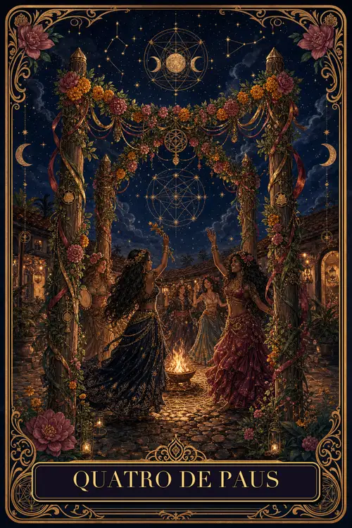 Four of Wands card from the Bruxa's Deck