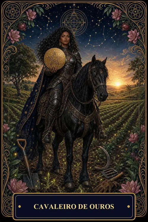 Knight of Pentacles card from the Bruxa's Deck