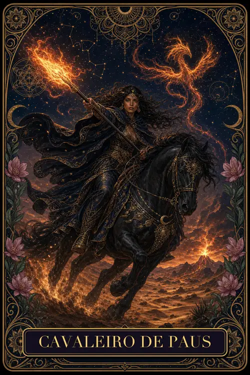 Knight of Wands card from the Bruxa's Deck