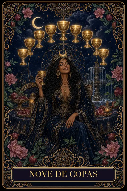 Nine of Cups card from the Bruxa's Deck