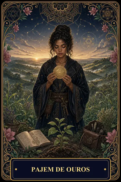Page of Pentacles card from the Bruxa's Deck