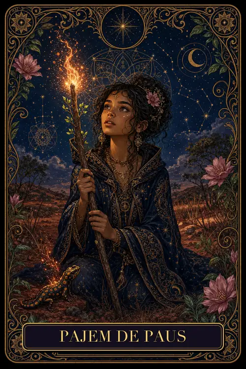 Page of Wands card from the Bruxa's Deck