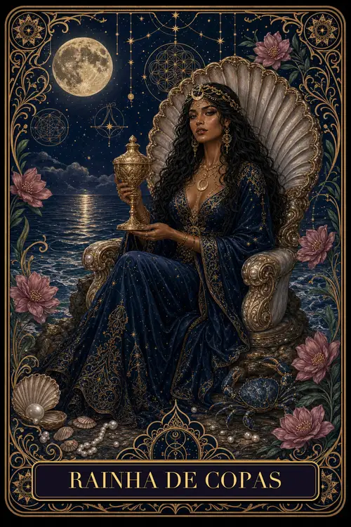 Queen of Cups card from the Bruxa's Deck