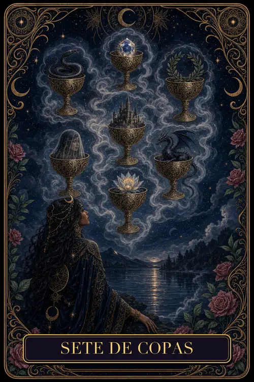 Seven of Cups card from the Bruxa's Deck