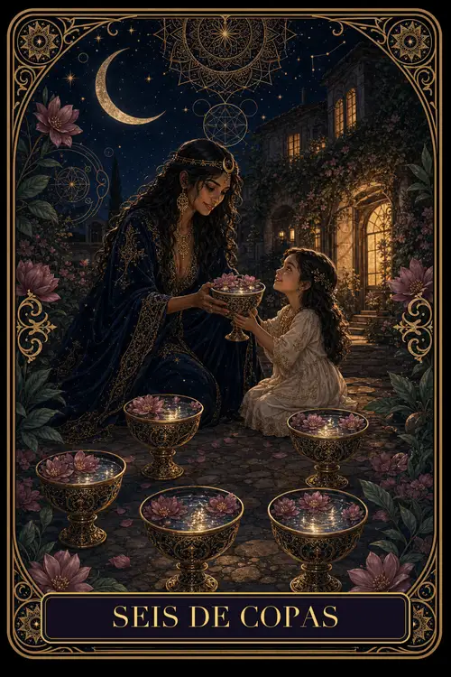 Six of Cups card from the Bruxa's Deck