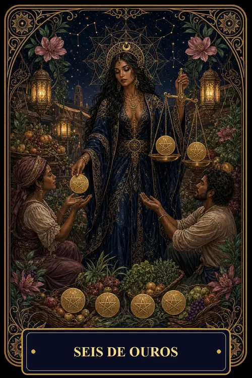 Six of Pentacles card from the Bruxa's Deck