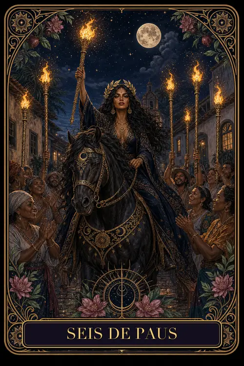 Six of Wands card from the Bruxa's Deck