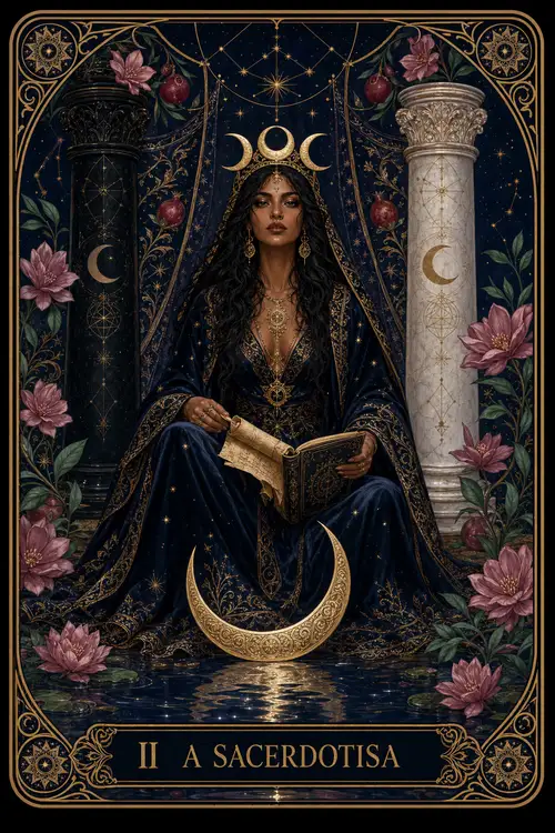 The High Priestess card from the Bruxa's Deck