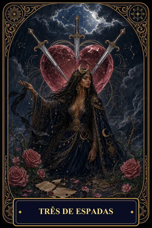 Three of Swords card from the Bruxa's Deck