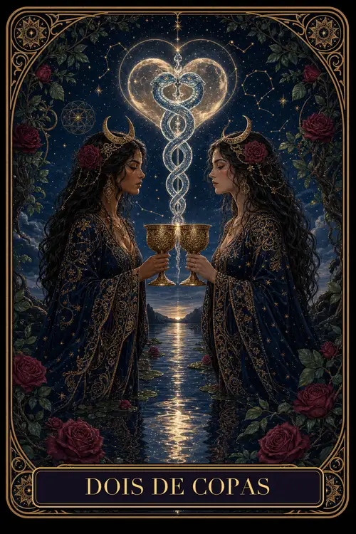 Two of Cups card from the Bruxa's Deck