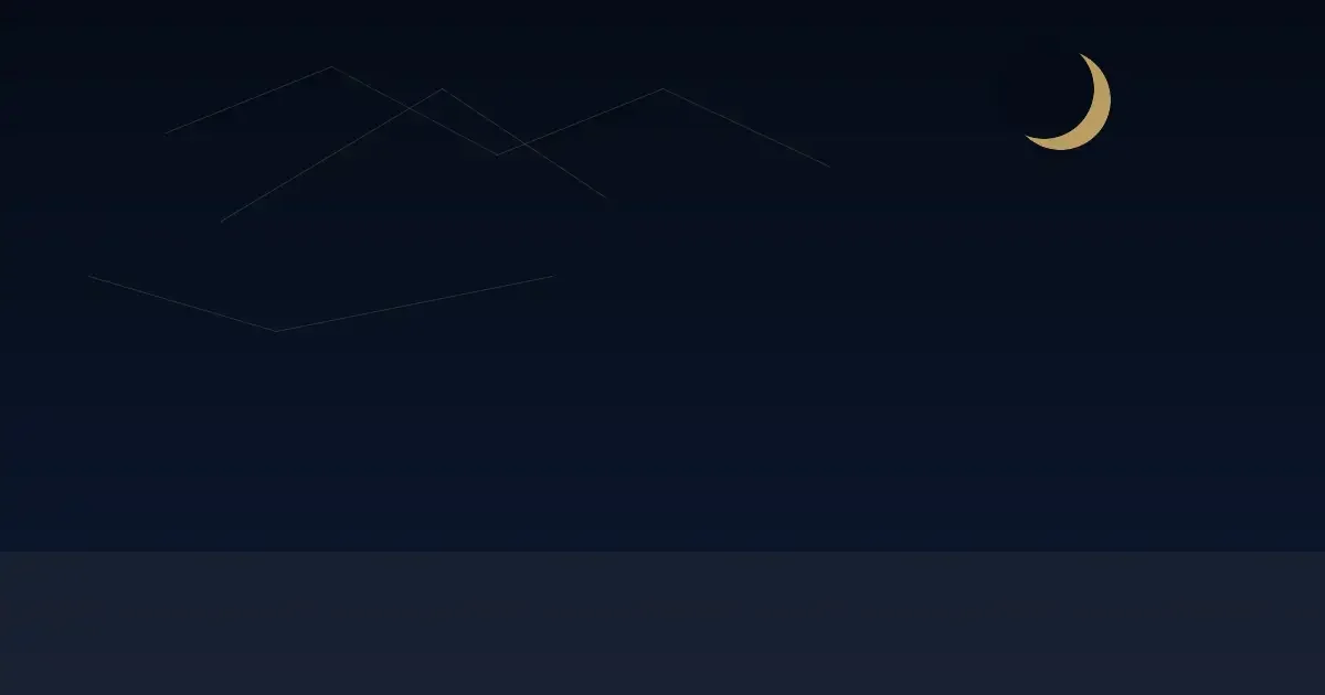 Night sky with a golden crescent moon and constellations